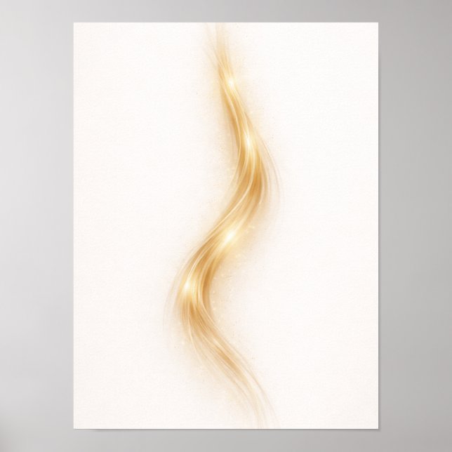 Golden Minimal Flow III Väggkonst – Elegant Guld  (Framsidan)