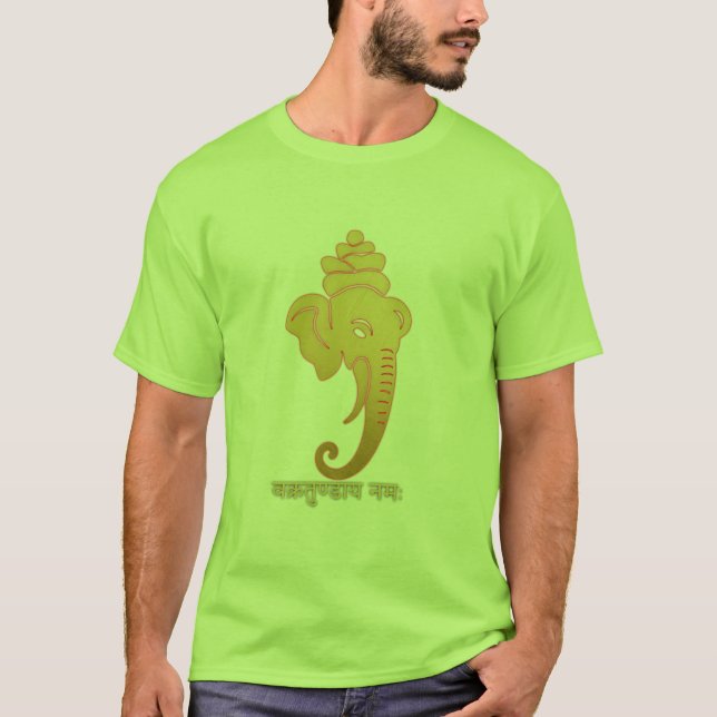 Golden Minimal Ganesha - Vakratundaya Namah T Shirt (Framsida)