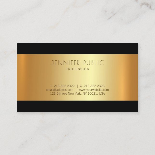 Golden Modern Trendig Fashionable Glamor Visitkort (Framsida)