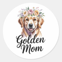 Golden Mom Golden Retriever Floral Sticker Golden