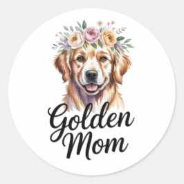 Golden Mom Golden Retriever Floral Sticker Golden  Runt Klistermärke