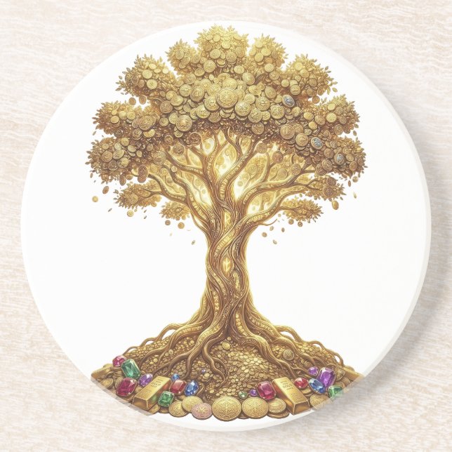 Golden Money Tree of Abundance Art Underlägg (Framsidan)