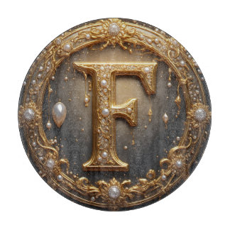 Golden Monogram Initial Letter F