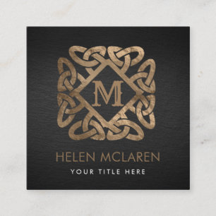 Golden Monogram keltisk Kej Ornament Fyrkantigt Visitkort