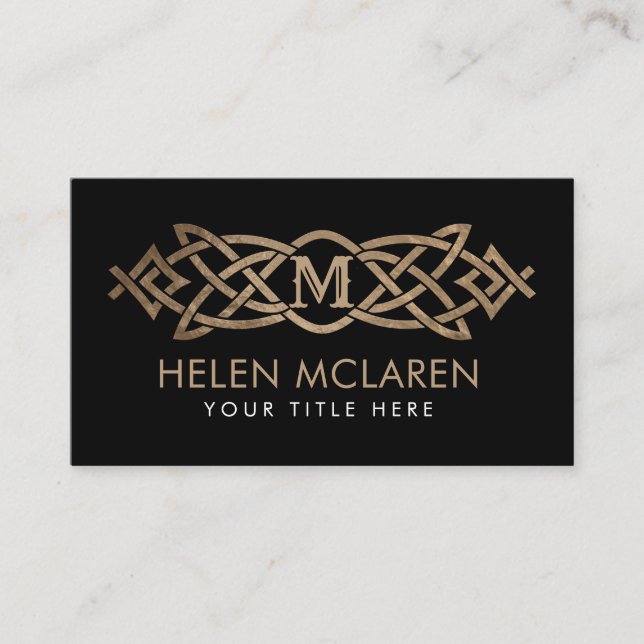 Golden Monogram keltisk Kej Ornament Visitkort (Framsida)