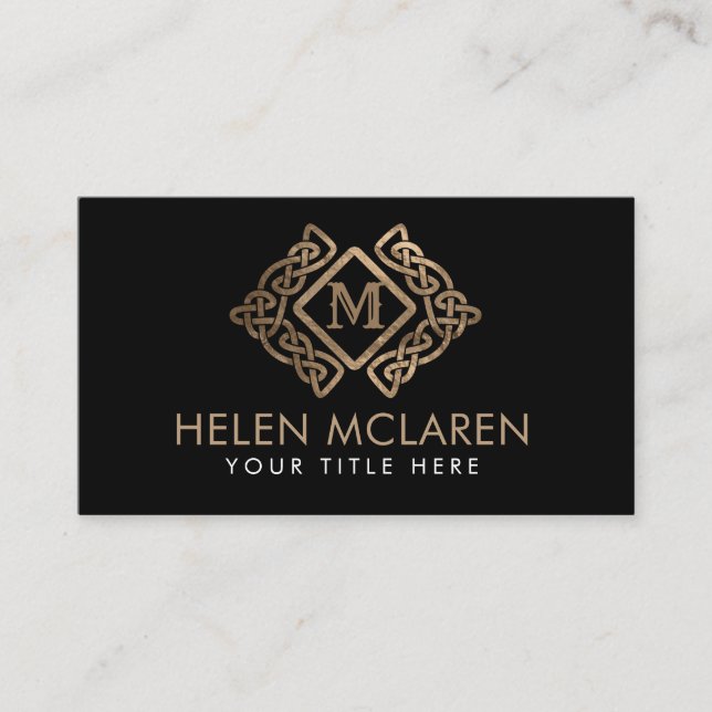 Golden Monogram keltisk Kej Ornament Visitkort (Framsida)