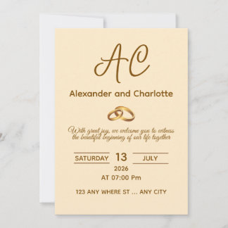 Golden Monogram Wedding Invitation Card Inbjudningar