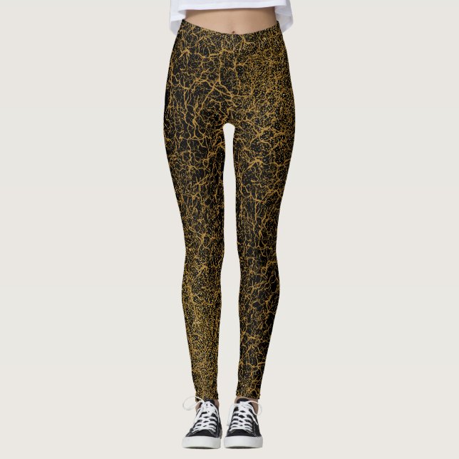 Golden Mönster 09.bw DGreen BG Leggings (Framsida)