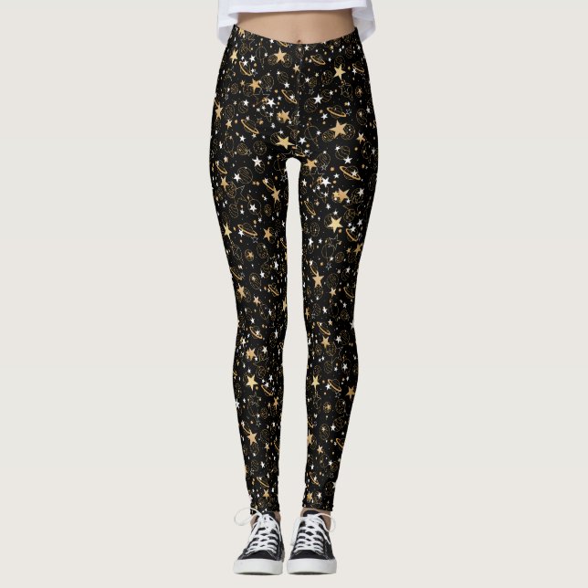 Golden Mönster 10.bw Black BG Leggings (Framsida)