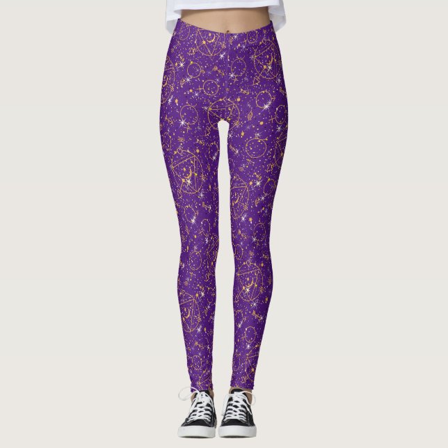 Golden Mönster 5.bw Lila BG Leggings (Framsida)
