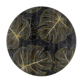 Golden monstera löv, romantisk sömlös blommigt.