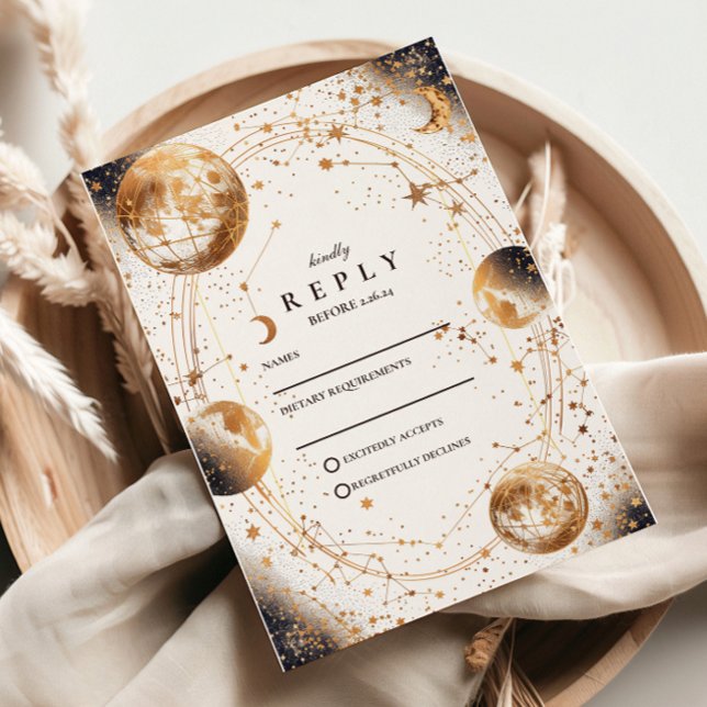 Golden Moonlit Celestial Wedding OSA Kort (Skapare uppladdad)