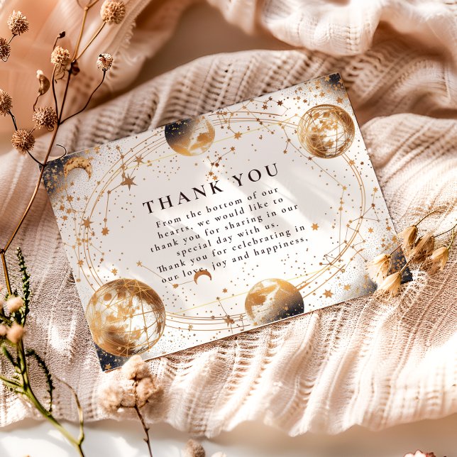 Golden Moonlit Celestial Wedding Tack Kort (Skapare uppladdad)