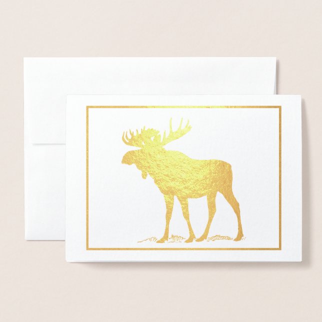 Golden Moose Helgdag Wilderness Quote Folierat Kort (Framsida med kuvert)
