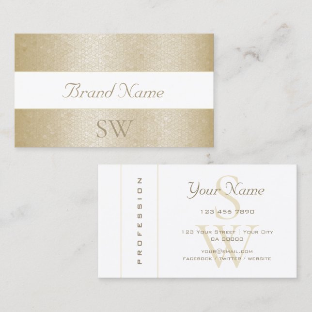 Golden Mor i Pearl Snake Mönster med Monogram Visitkort (Fram/baksida)