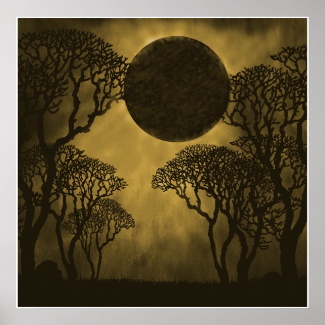 Golden Mörk Forest Eclipse Poster (Framsidan)