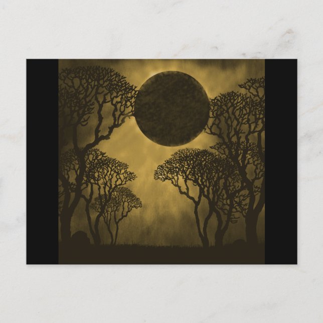 Golden Mörk Forest Eclipse-vykort Vykort (Framsida)