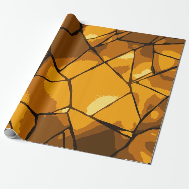Golden Mosaic Glass Art Presentpapper (Utrullad)