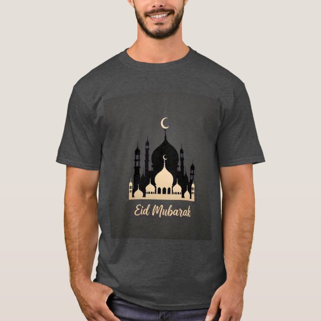 Golden Mosque Eid Mubarak Manar Tshirt T Shirt (Framsida)