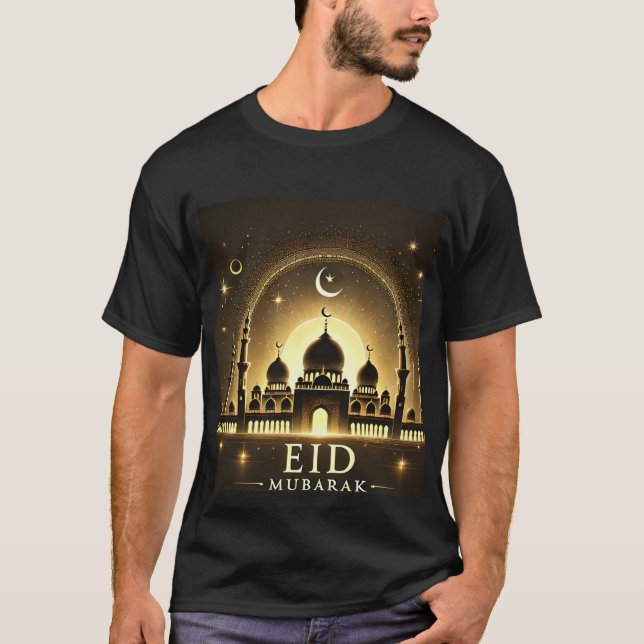 Golden Mosque Eid Mubarak Manar Tshirt T Shirt (Framsida)