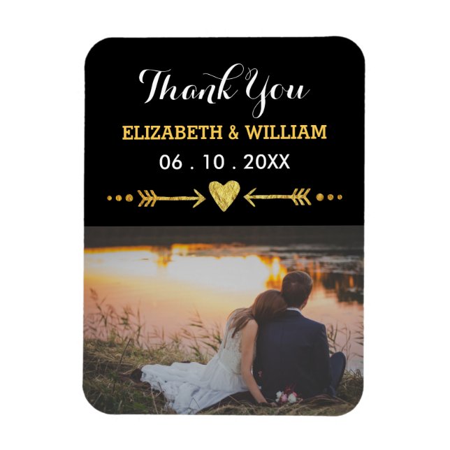 Golden Motif Bröllop Magnet Favoritfoto Tack (Vertikal)