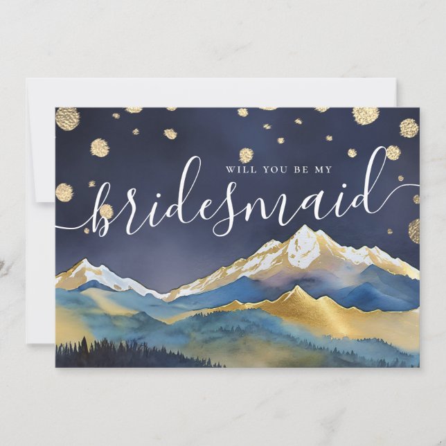 Golden Mountain, blir du min Bridesmaid Frieri Inbjudningar (Framsida)