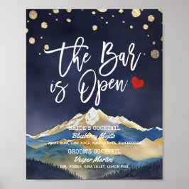 Golden Mountain Bröllop Pub är Open Drink Menu Poster
