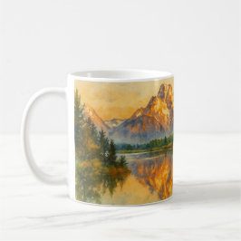Golden Mountain Reflection Watercolor liggande Kaffemugg