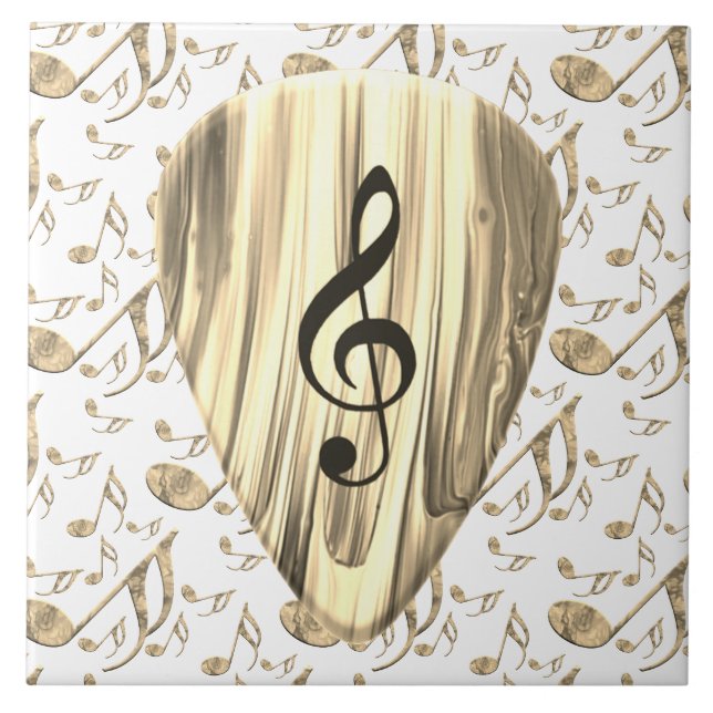 Golden Music Pick – Treble Clef Art Kakelplatta (Framsidan)