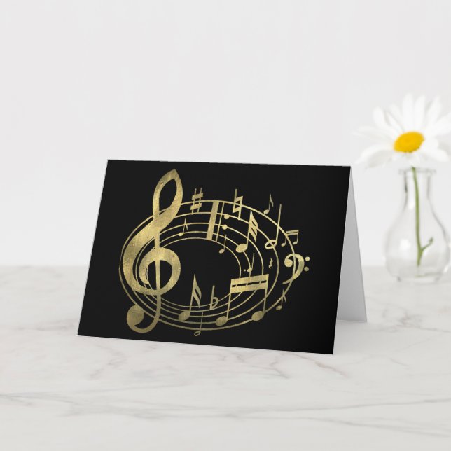 Golden musik noter i ovalform kort (Liten växt)