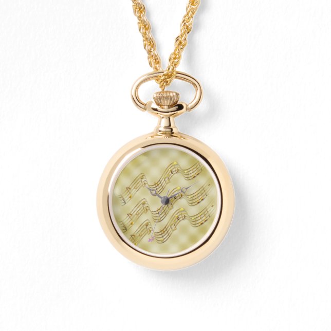 Golden Musik noter Wraparound Guld Watch Armbandsur (Framsida)
