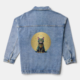 Golden Mystical Cat Denim Jacka