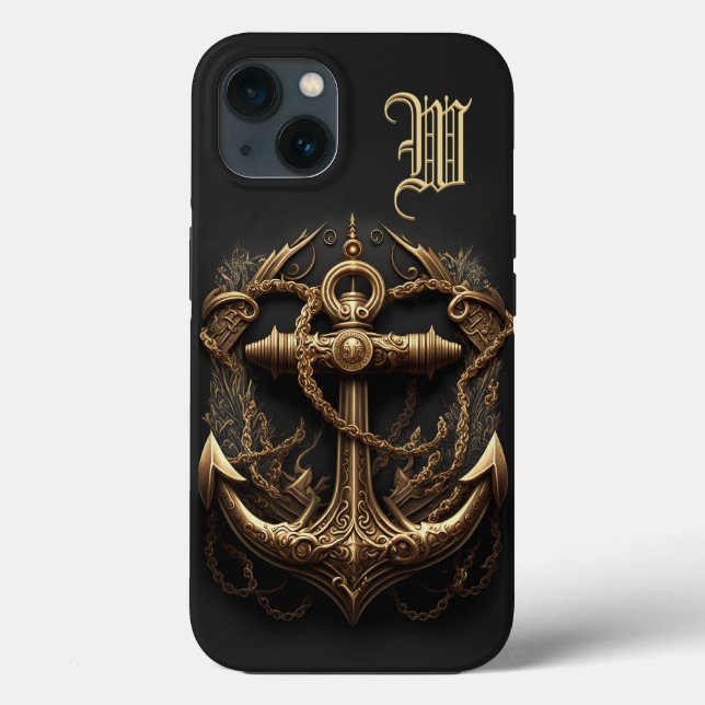 Golden Nautical Anchor Monogram (Baksida)