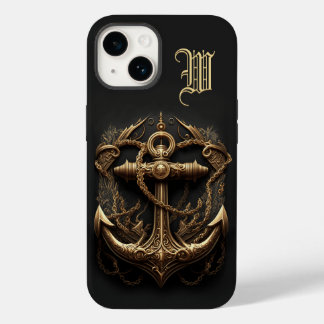 Golden Nautical Anchor Monogram Fodral-Mate iPhone