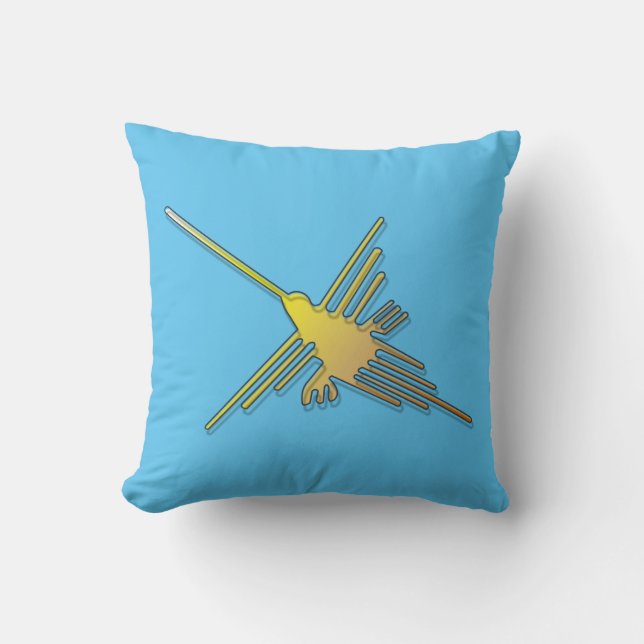 Golden Nazca Hummingbird in Blue Background Kudde (Framsida)
