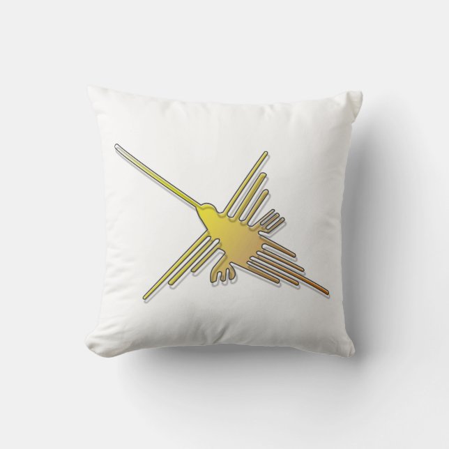 Golden Nazca Linjer Hummingbird Kudde (Framsida)