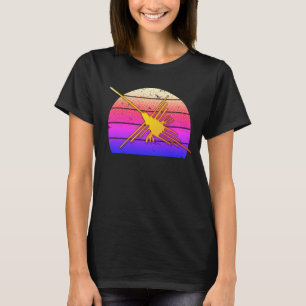 Golden Nazca Linjer Hummingbird Retro Sunset T Shirt