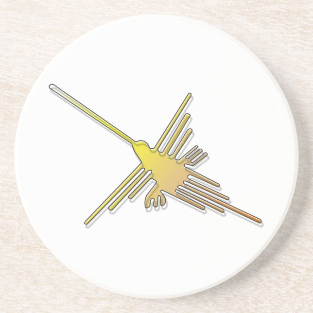 Golden Nazca Linjer Hummingbird Underlägg Sandsten (Framsidan)