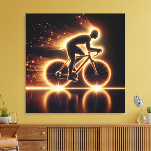 Golden Neon Bicycle Canvastryck