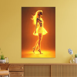 Golden neon-flicka i mode-elegans canvastryck