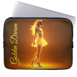 Golden neon-flicka i mode-elegans laptop fodral
