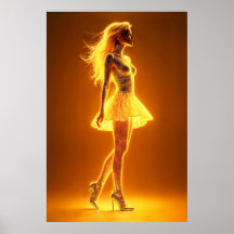 Golden neon-flicka i mode-elegans