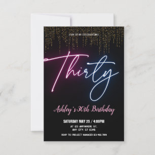 Golden Neon pratar med mig 30års födelsedag Party Inbjudningar
