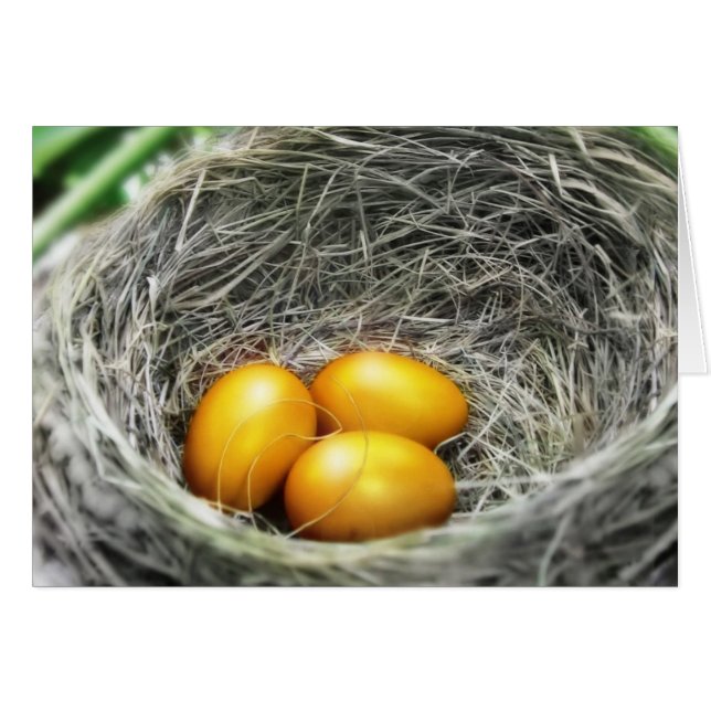 Golden Nest Eggs Hälsningskort (Framsidan Horizontal)