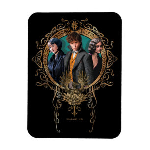 Golden Newt, Tina och Leta Art Deco Porträtt Magnet