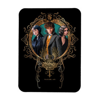 Golden Newt, Tina och Leta Art Deco Porträtt Magnet