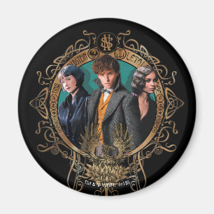Golden Newt, Tina och Leta Art Deco Porträtt Magnet
