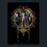 Golden Newt, Tina och Leta Art Deco Porträtt Poster<br><div class="desc">FANTASTISKA BEASTER: GRINDELWALD™ BROTT | Kolla in art nouveau porträtt med PORPENTINA GOLDSTEIN™,  NEWT SCAMANDER™ och Leta Leodd i ett cirkulärt ram. Skaffa den här vackra grafiken på din favoritprodukt Zazzle idag!</div>