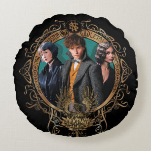 Golden Newt, Tina och Leta Art Deco Porträtt Rund Kudde