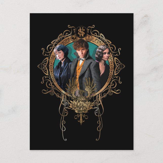 Golden Newt, Tina och Leta Art Deco Porträtt Vykort (Framsida)